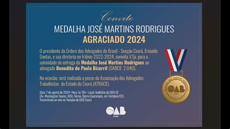 Solenidade De Entrega Da Medalha Advogado Dr Jos Martins Rodrigues