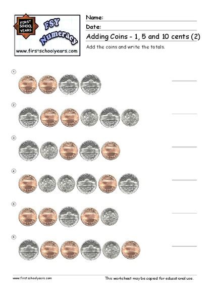 Adding Coins Worksheet For 2nd Grade Lesson Planet