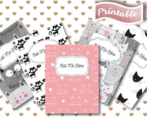 Cats Binder Cover Printable 5 Unique Designs And Spine Sizes With And