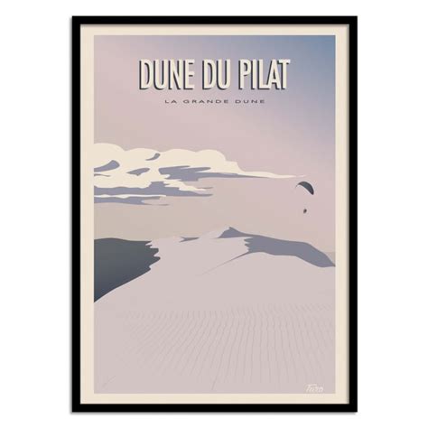 DUNE DU PILAT TURO Affiche D Art Avec Cadre Bois Noir 30 X 40 Cm