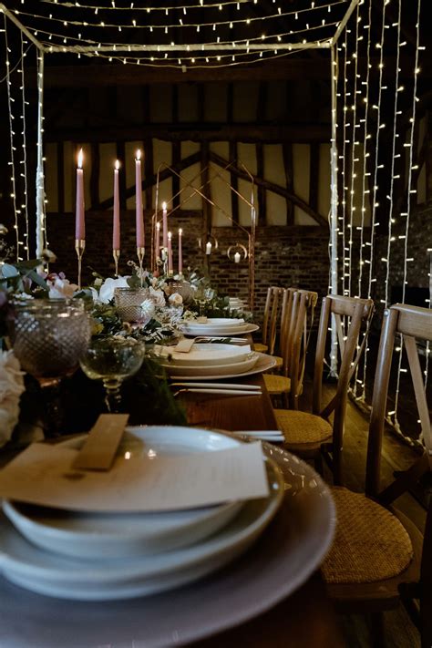 Magical Barn Wedding Lights Inspiration with Fairy Light Tunnel