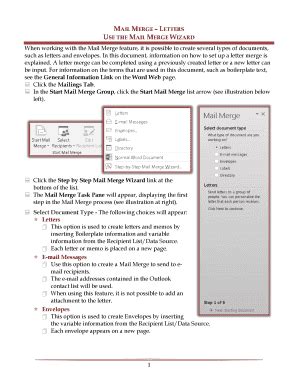 Fillable Online MAIL MERGE LETTERS Fax Email Print PdfFiller