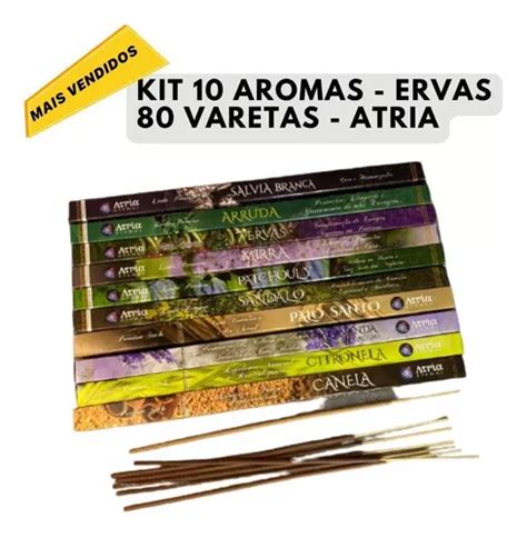 Kit 80 Incensos Vareta Ervas Aromaticas Atria 10 Cxs Parcelamento