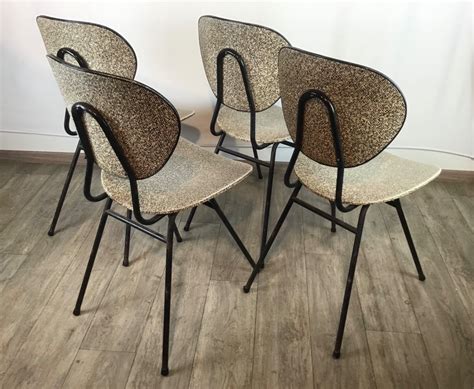 Proantic Suite De 4 Chaises 1950 Design Minimaliste Dlg Jacques Hitie