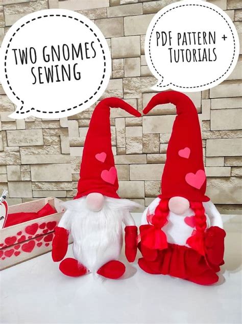 Gnome Pattern Pdf Sewing Patterns Valentines Gnome Scandinavian