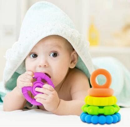 Amazon Stacking Baby Teether Toy Sensory Silicone Teething