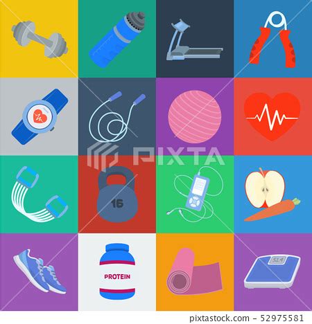 Gym And Training Cartoon Icons In Set Stock Illustration 52975581