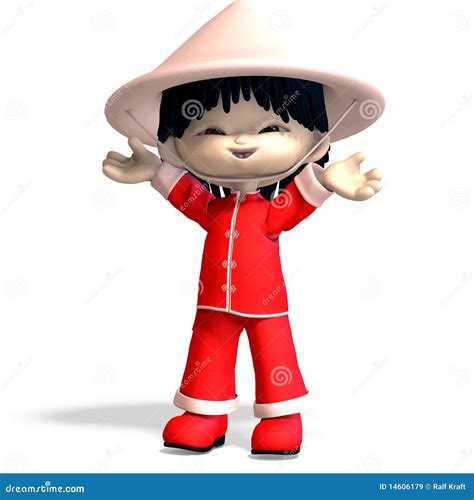 Little Cartoon China Boy Is So Cute And Funny. 3D Stock Illustration - Illustration of over ...