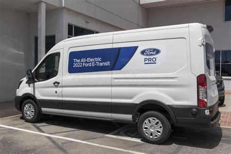 Ford E Transit Cargo Van Display At A Dealership The Ford E Transit Has An Electric Motor With