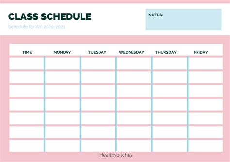 Timetable Template 45 Photo