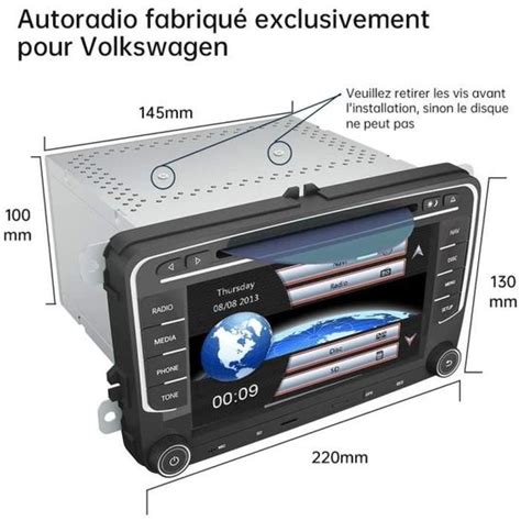 AWESAFE Autoradio pour VW Voiture stéréo 7 2 Din HD écrans tactiles