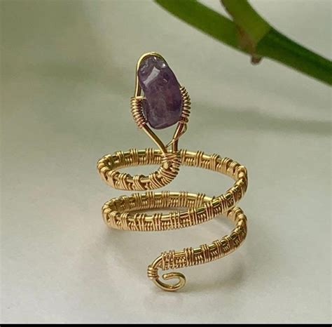 Anillo De Serpiente De Amatista Envuelto En Alambre Ajustable Etsy Espa A