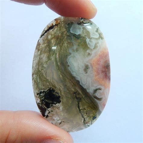 Beautiful Moss Agate Cabochon Handmade Gemstone Oval