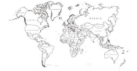 10 best black and white world map printable printablee com - 10 best black and white world map ...