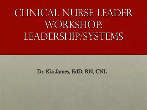 Ppt Clinical Nurse Leader Workshop Leadership Systems Powerpoint