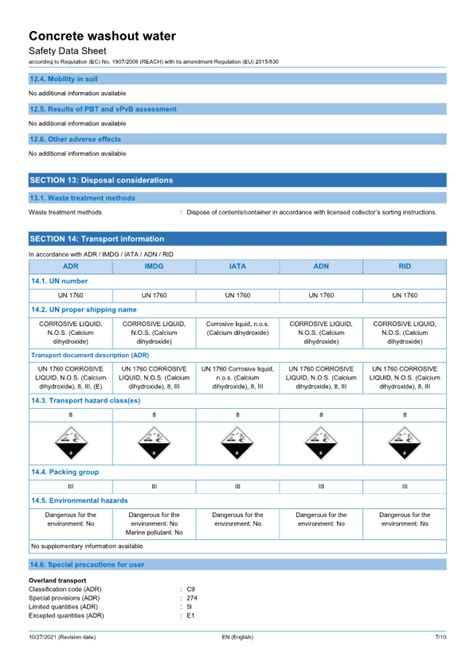 Example Safety Data Sheet Concrete Wash Water Watery News