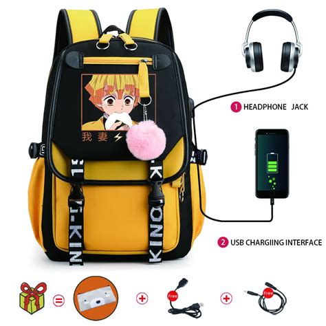 Anime Rugzak Demon Slayer Zenitsu Kawaii Cartoon Schooltas Voor