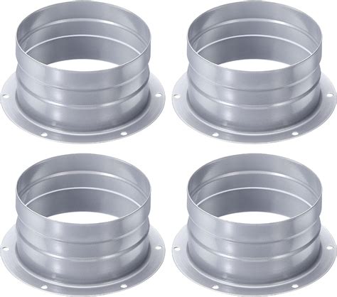 Patikil Duct Connector Flange 4 Inch 4 Pack Straight Pipe Exhaust Flange Galvanized Steel