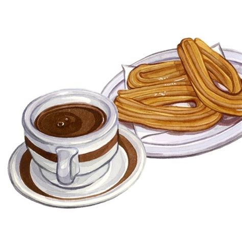 Churros Con Chocolate Illustration