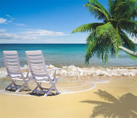 Relaxing On Beautiful Beach Stock Photo Image Of Chair Roatan 10320874