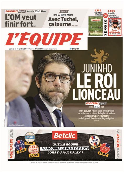 L Équipe Front Page from December 21 2019