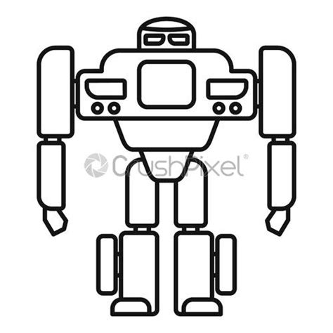 Space Robot Transformer Icon Outline Style Stock Vector Crushpixel