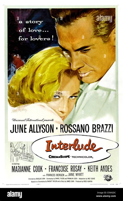 Interlude Us Poster Art From Left June Allyson Rossano Brazzi