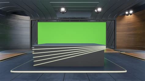 Premium Photo Green Screen Studio 22673d Virtual Tv Studio News