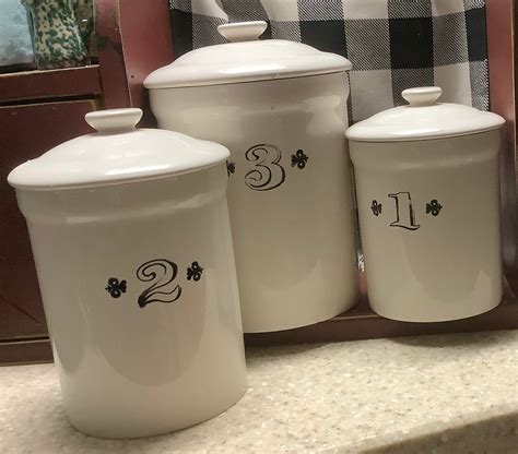 Ironstone Crock Canisters Set3 Etsy