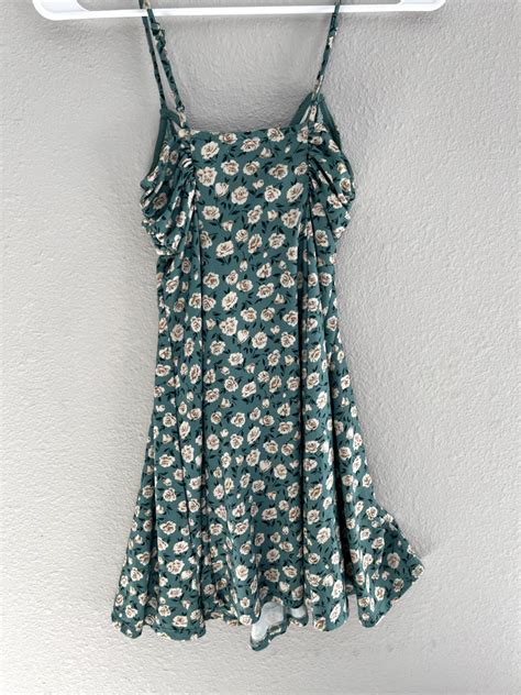 Urban Outfitters Floral Green Mini Dress Size Xs Ebay