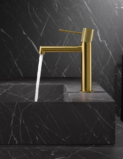 Grifo Lavabo Dorado Oro Cepillado LINE De Imex