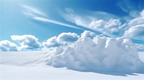 Winter Wonderland D Render Of Snowdrift Against A Stunning Sky