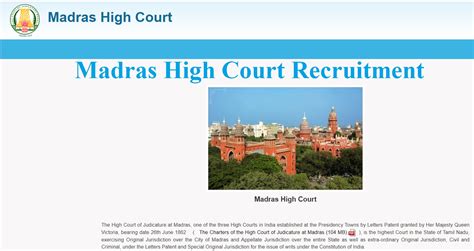 Madras High Court Recruitment 2023 Mhc 1412 Vacancy Jobs