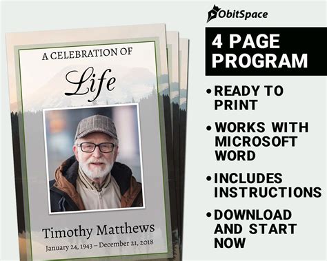 This easy to edit funeral program template is great for a father ...