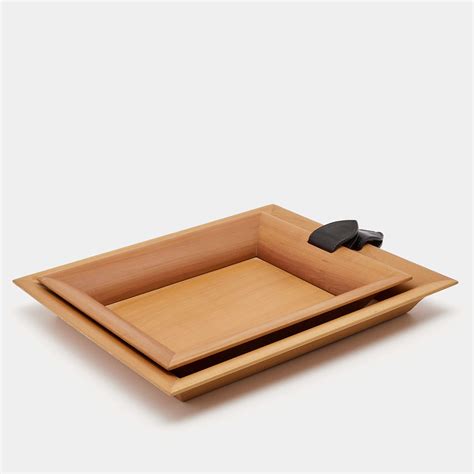 Hermes Oak Wood Atrium Square Change Tray Set Hermes The Luxury Closet