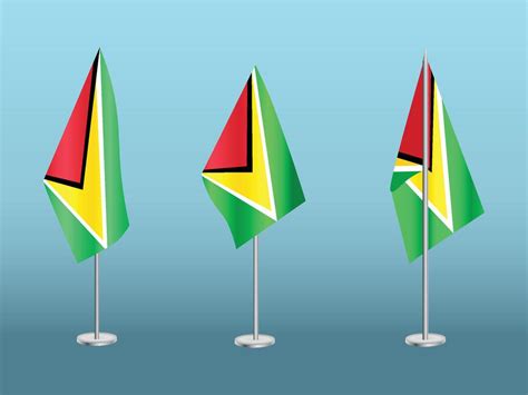 Flag Of Guyana With Silver Pole Set Of Guyana S National Flag 44778137