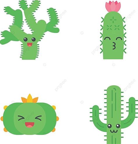 Set Of Colorful Flat Design Long Shadows Icons Featuring Cacti Vector