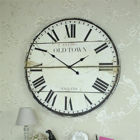 Large Wooden Vintage Style Wall Clock With Roman Numerals