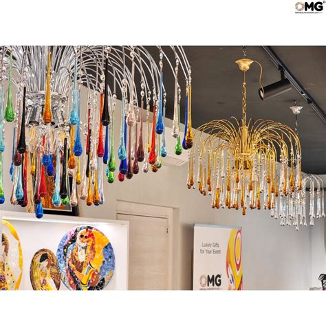 Colecci N Drop Chandeliers Cristal De Murano Original L Mpara De Ara A