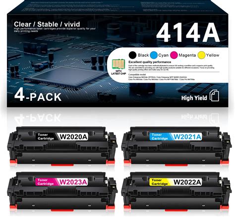 414A Toner Cartridges 4 Pack With Chip Replacement For HP 414A 414X