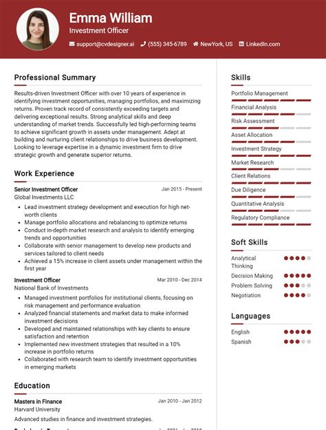 Investment Officer CV Example For 2024 Samples Best Practices