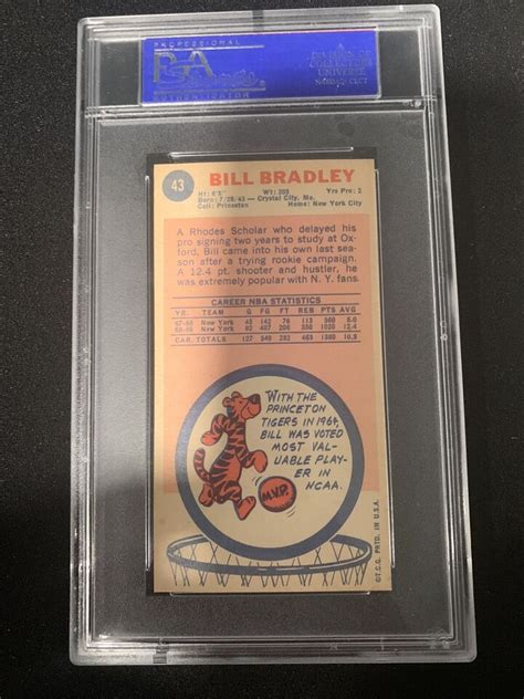 1969 Topps Bill Bradley HOF 43 Rookie Card Rc PSA 7 EBay