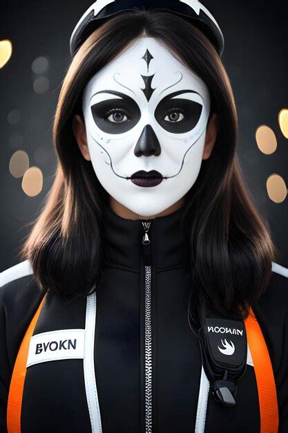 Premium Photo A Woman With A Skull Mask And A Black Jacket With The