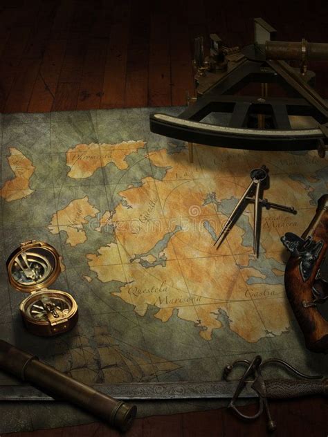 Treasure Map. With nautical and pirate paraphernalia , #AFFILIATE, #Map ...