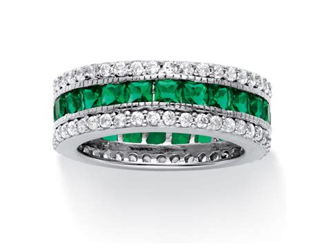 Palmbeach Jewelry Tcw Princess Cut Simulated Emerald Eternity