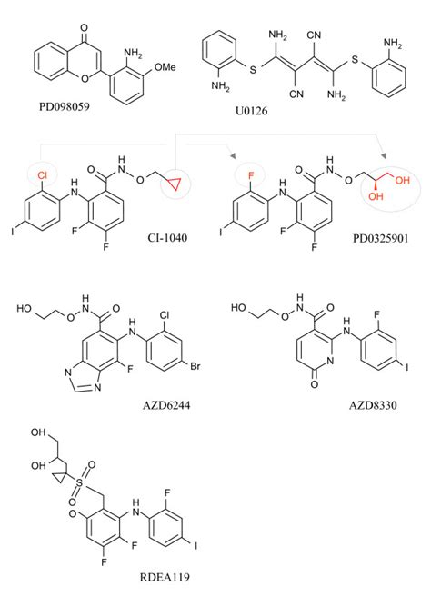 Chemical Structures Of Small Molecule Mek1 2 Inhibitors Download Scientific Diagram