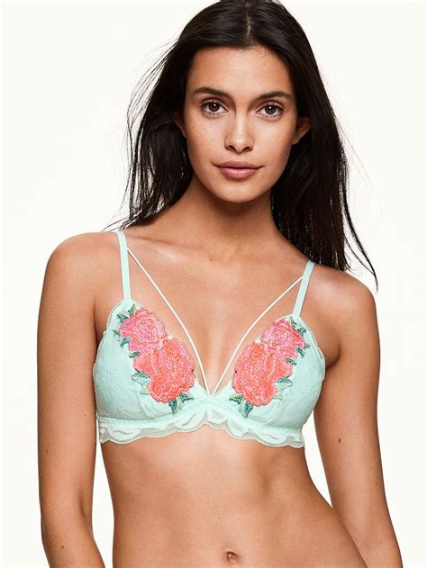 Lace Triangle Strappy Bralette Pink Victorias Secret Bra