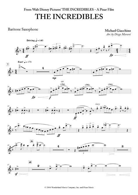 The Incredibles Main Theme Arr Diego Marani By Michael Giacchino Sheet Music For Baritone