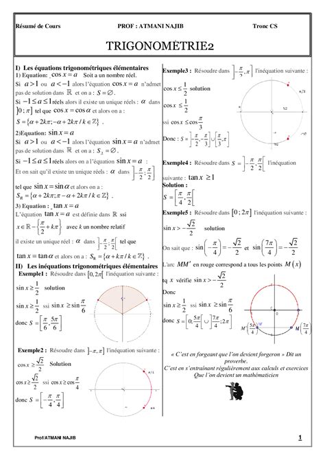 Calcul trigonométrique 2 Résumé de cours 1 AlloSchool