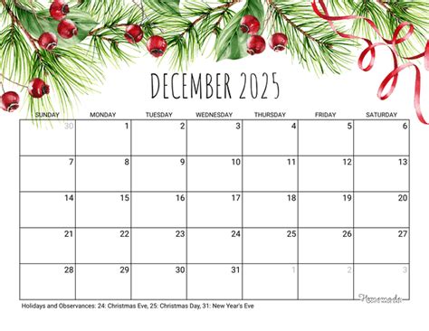 December 2025 Calendar Page Printable Free Trial Ashla Camella